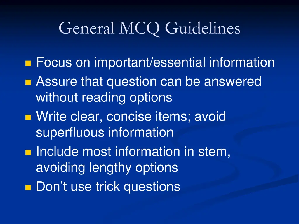 general mcq guidelines