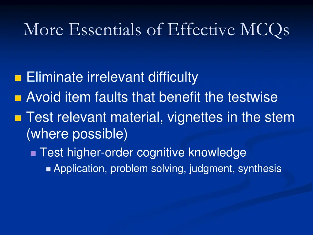 more essentials of effective mcqs