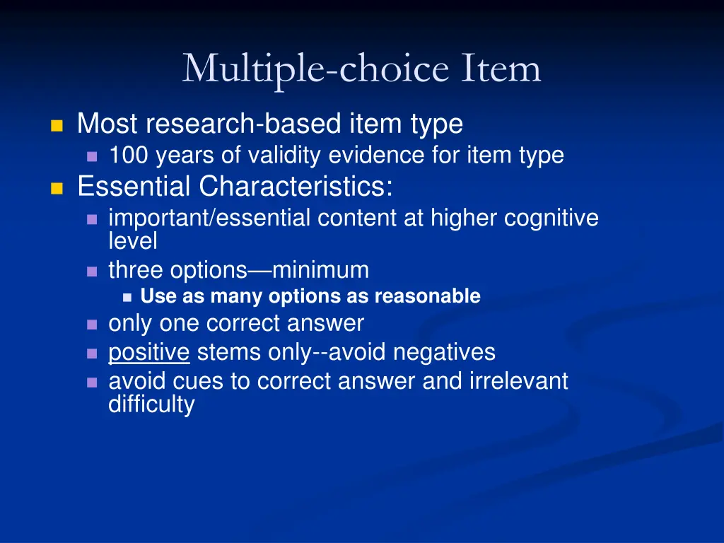 multiple choice item