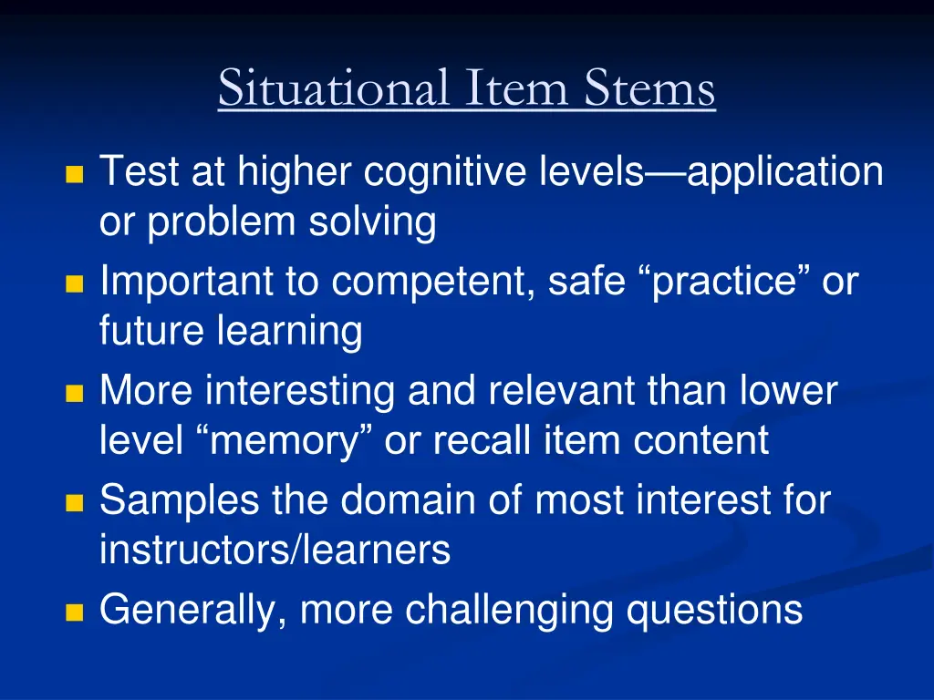 situational item stems