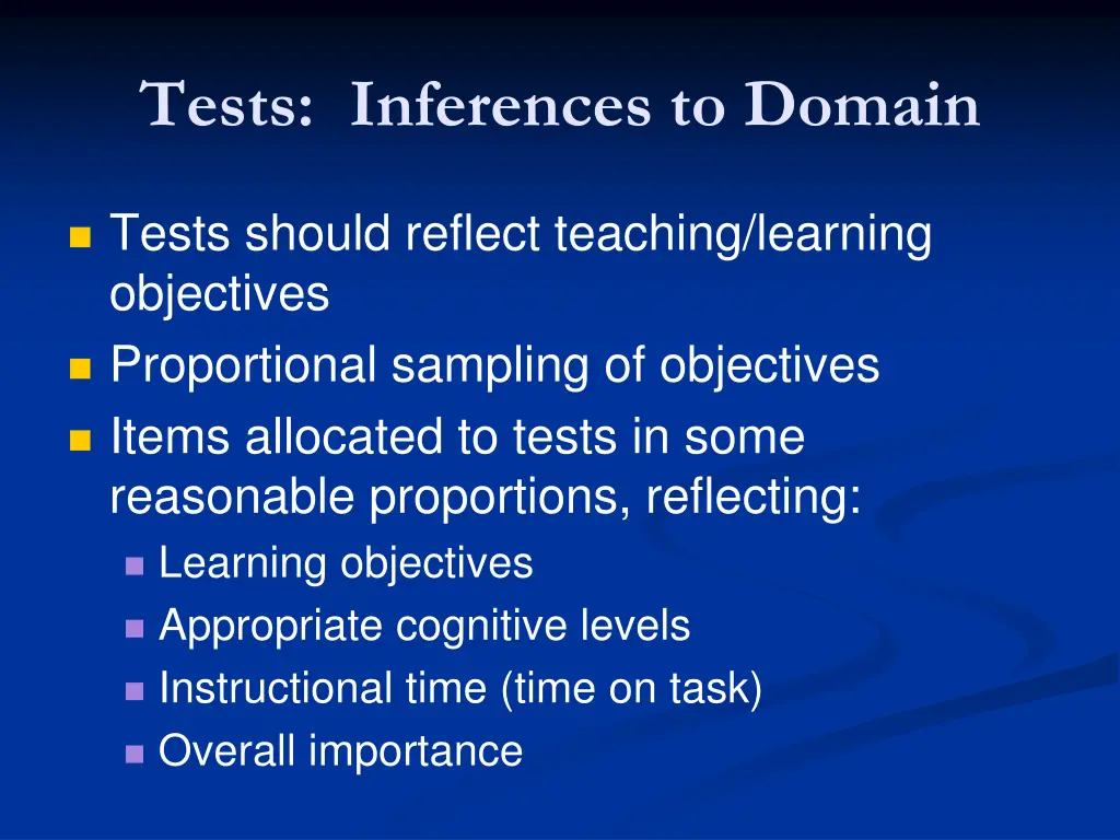 tests inferences to domain