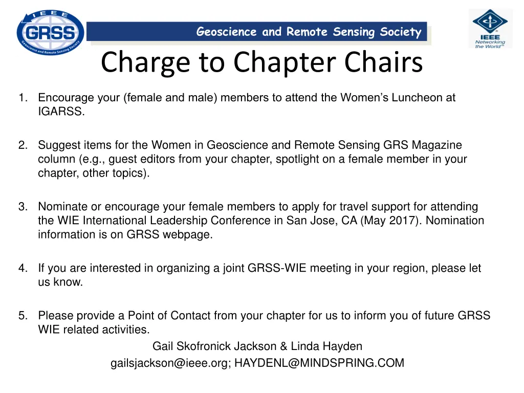 geoscience and remote sensing society charge