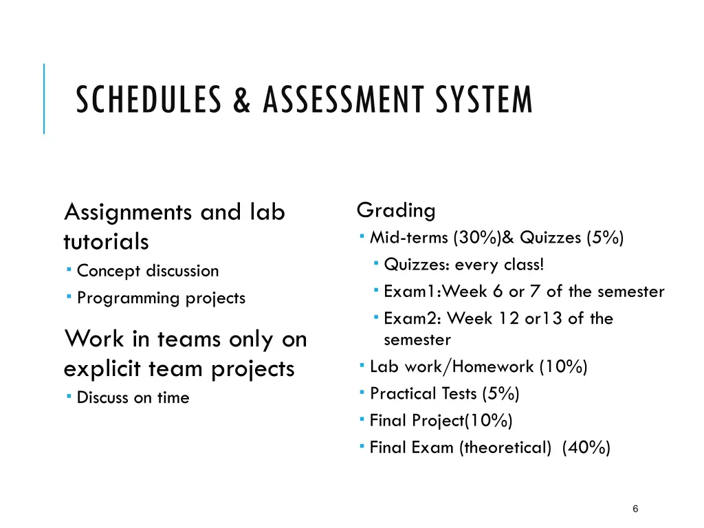 schedules assessment system