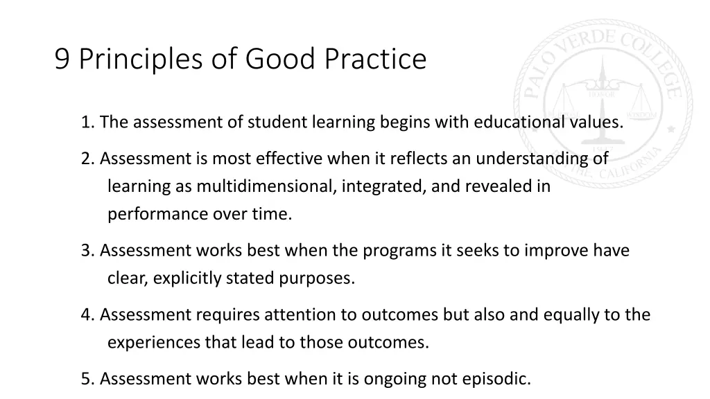 9 principles of good practice