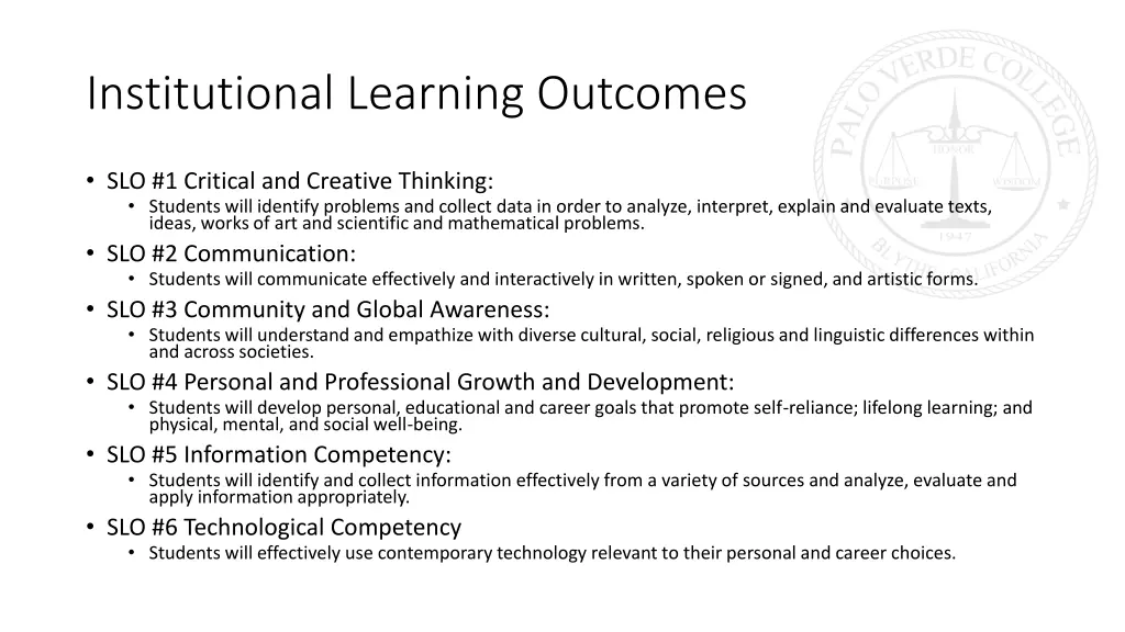 institutional learning outcomes