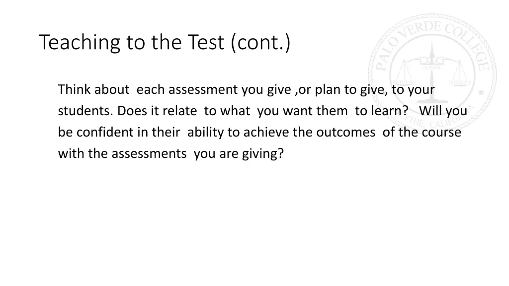 teaching to the test cont