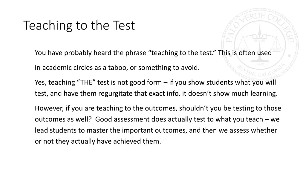 teaching to the test