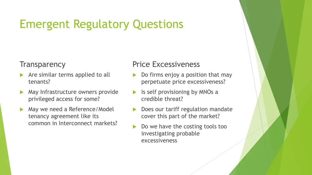 emergent regulatory questions 1