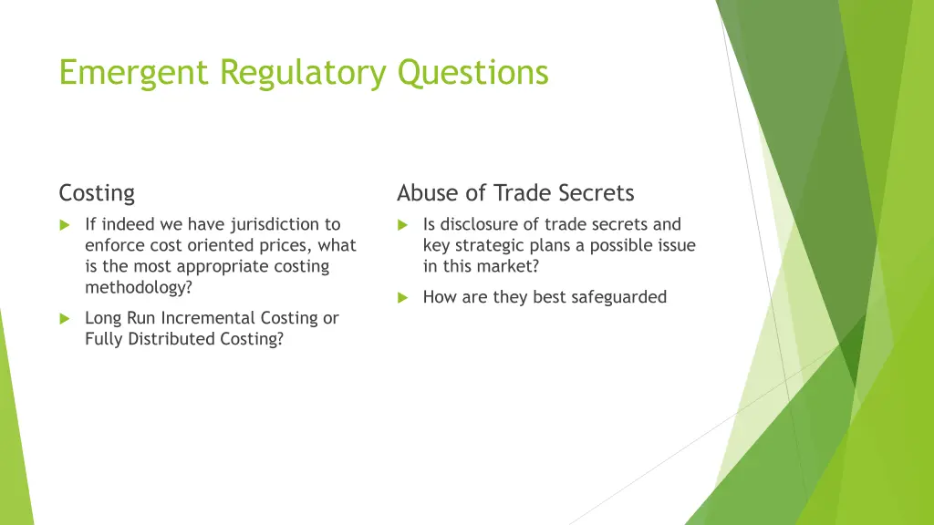 emergent regulatory questions 2