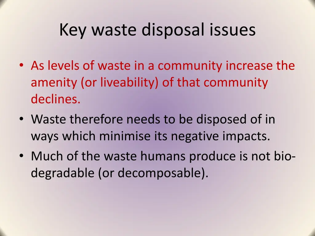 key waste disposal issues