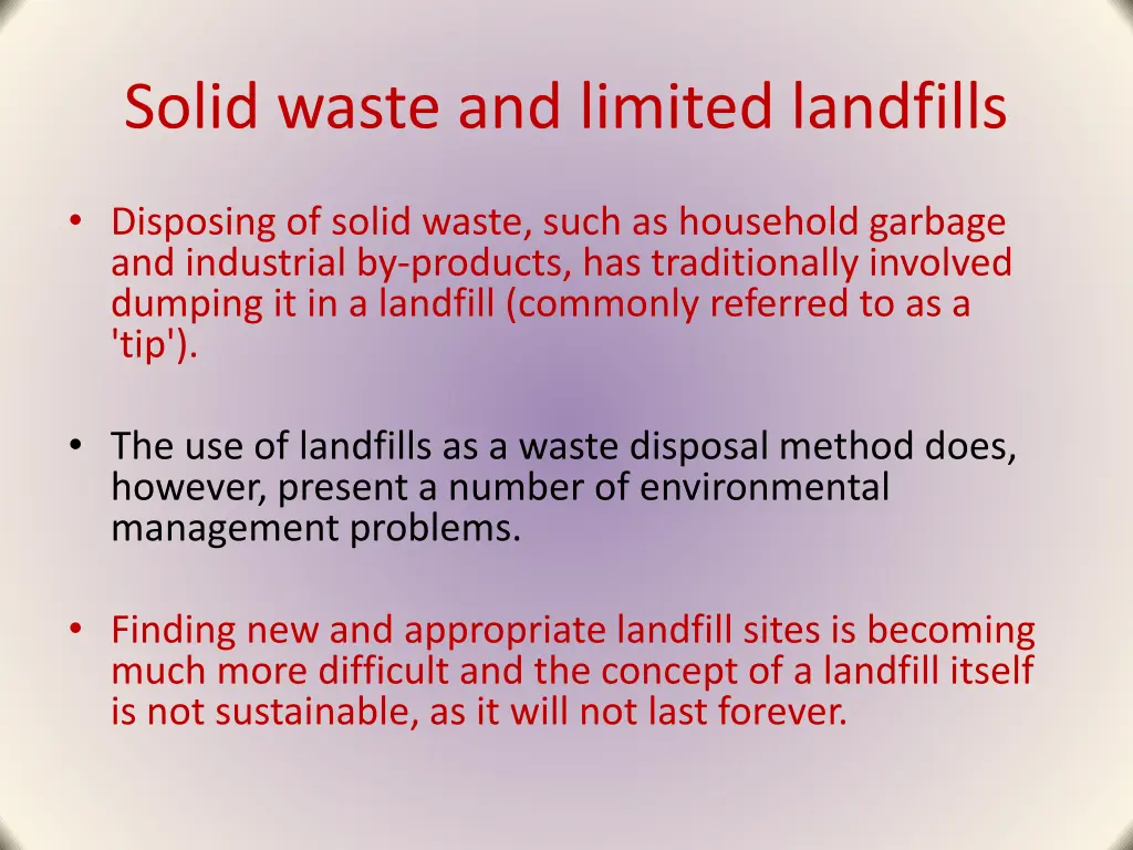 solid waste and limited landfills