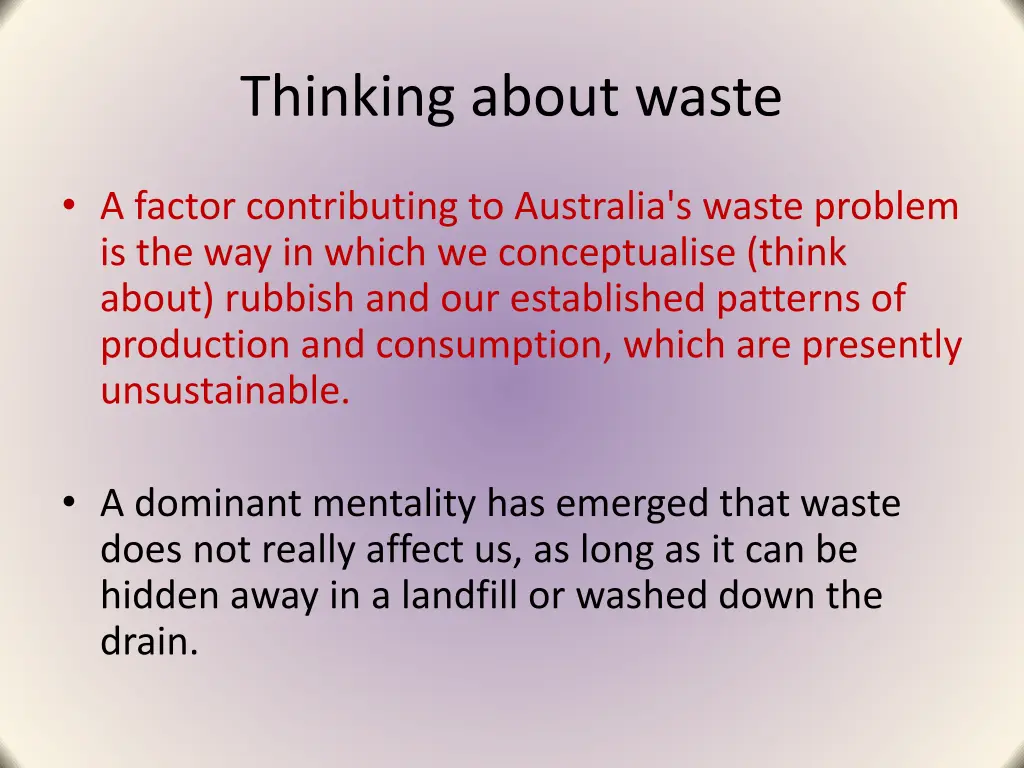 thinking about waste