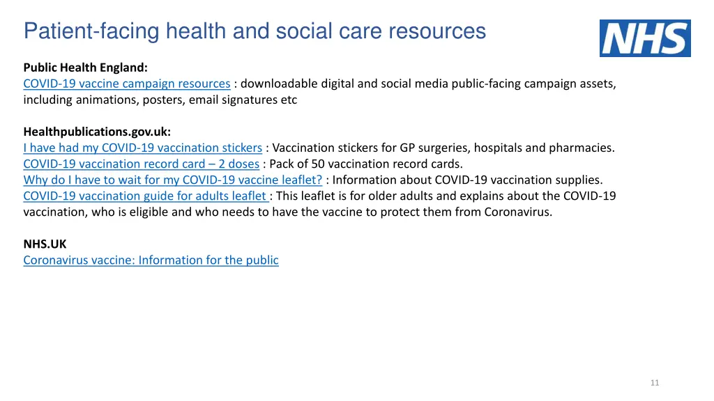 patient facing health and social care resources