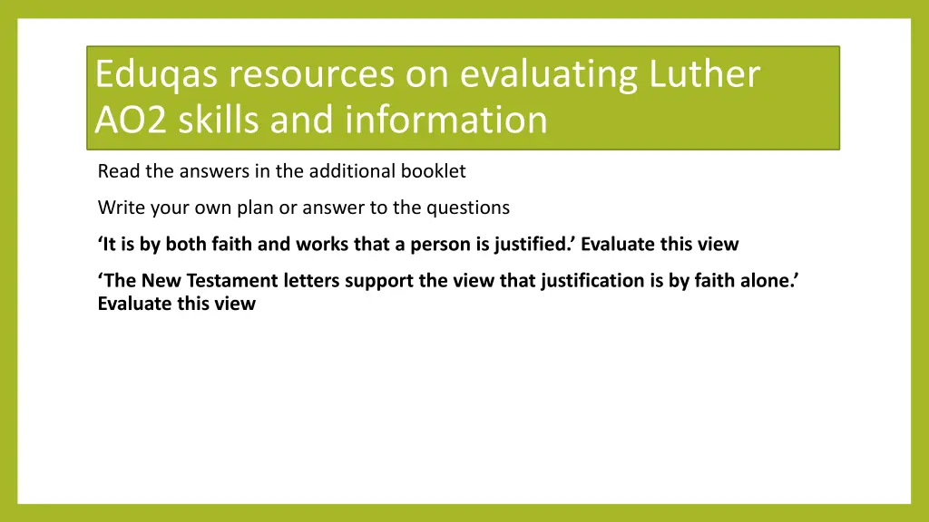 eduqas resources on evaluating luther ao2 skills