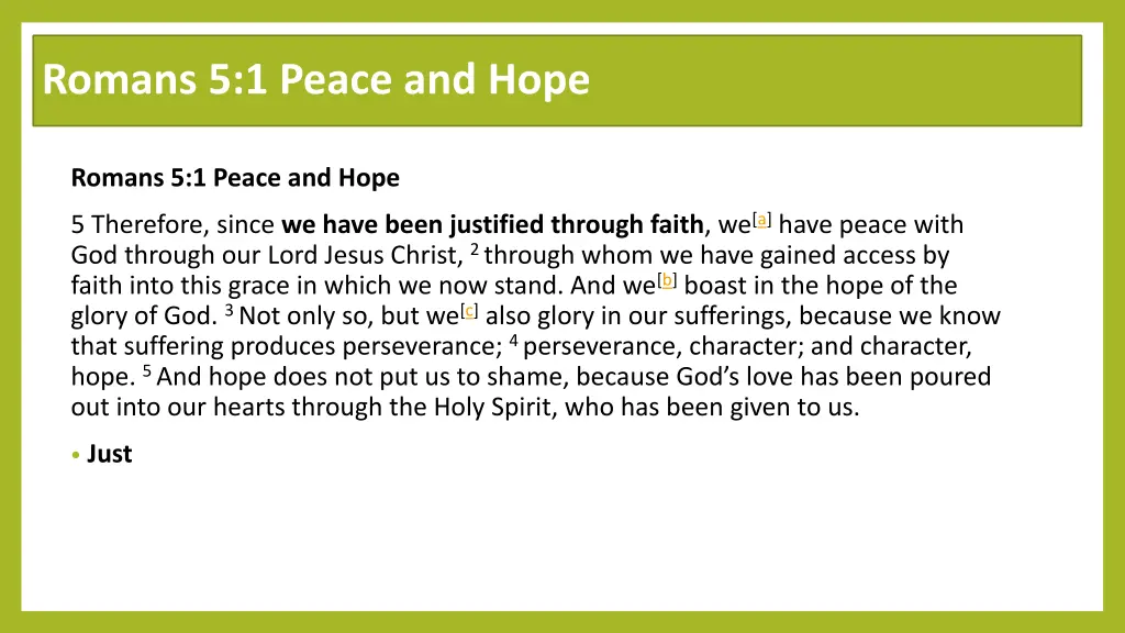 romans 5 1 peace and hope