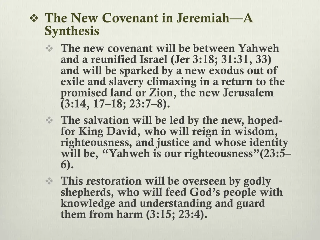 the new covenant in jeremiah a synthesis