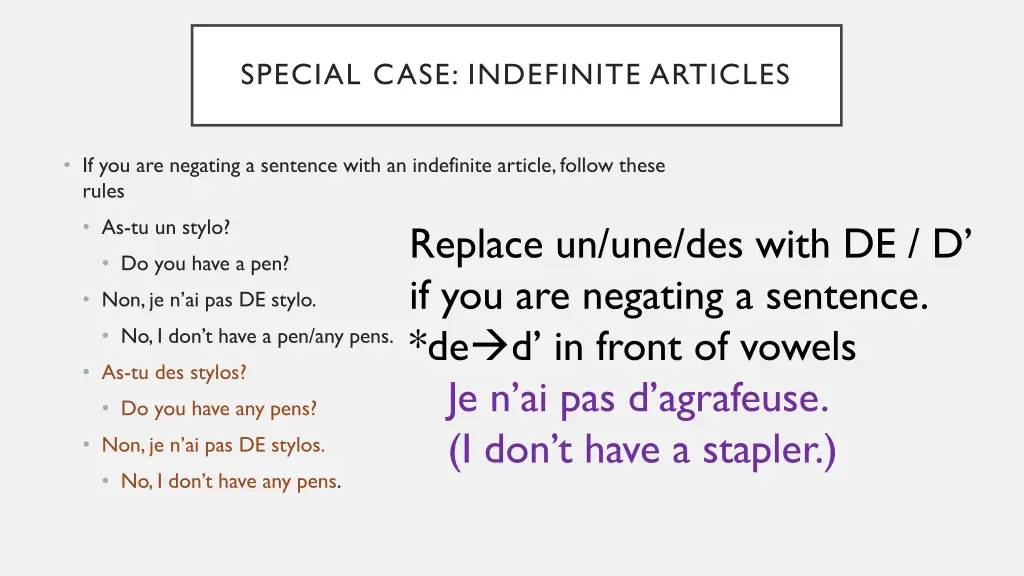 special case indefinite articles