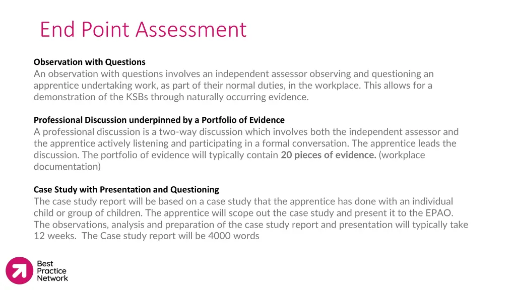 end point assessment