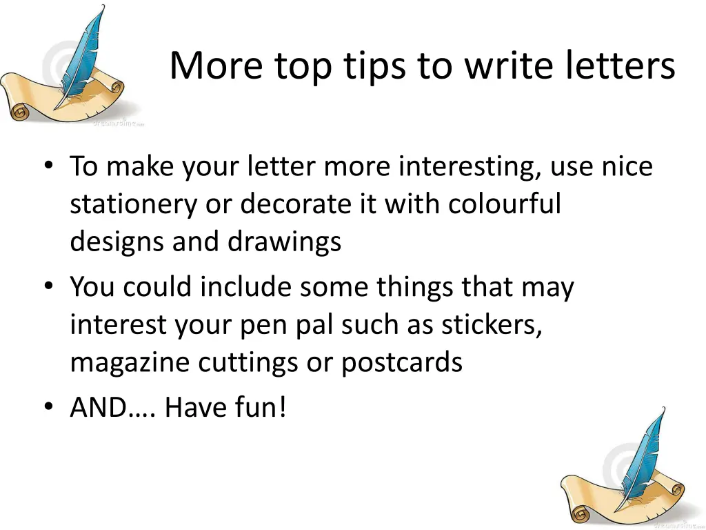 more top tips to write letters