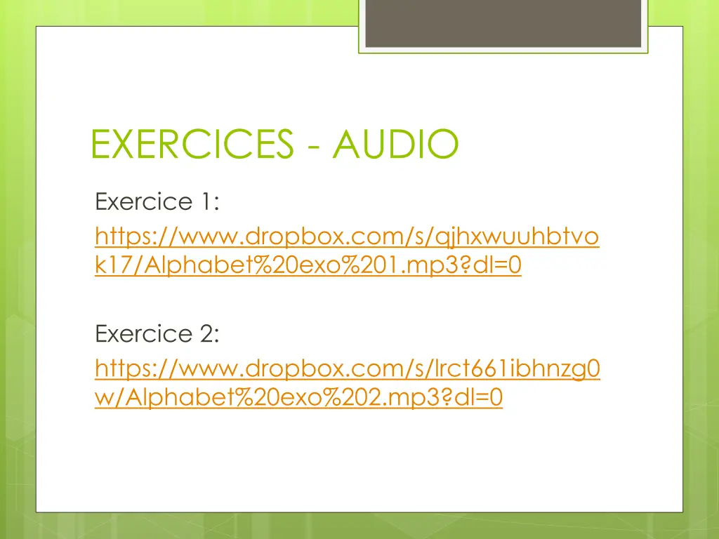 exercices audio