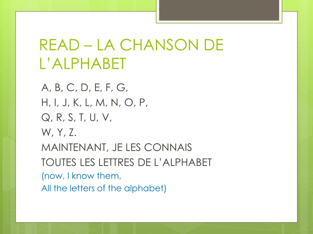 read la chanson de l alphabet