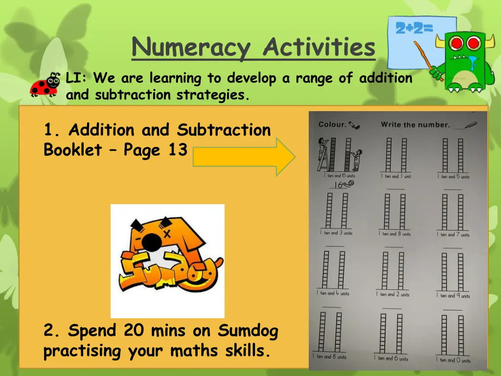 numeracy activities li we are learning to develop