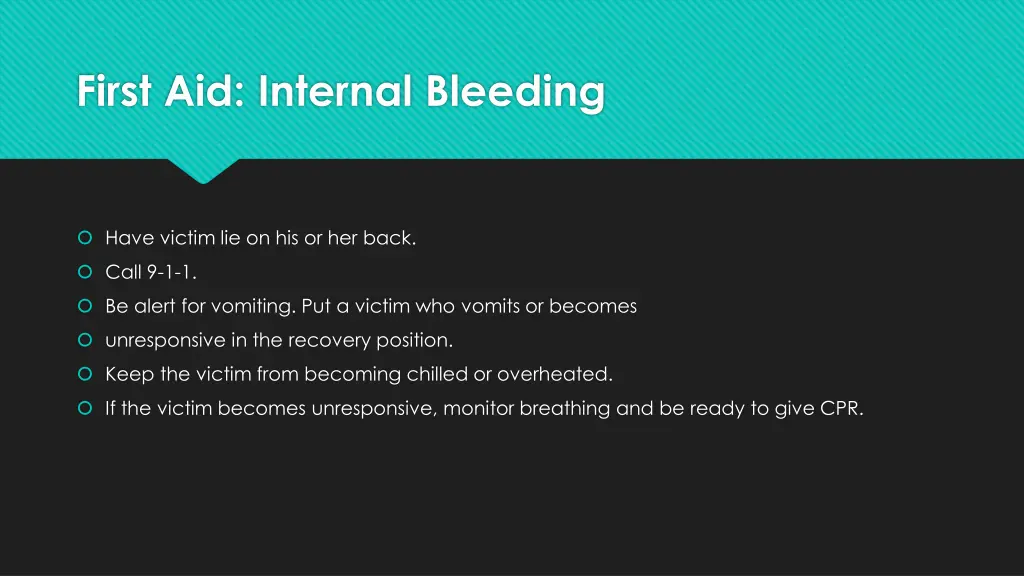 first aid internal bleeding