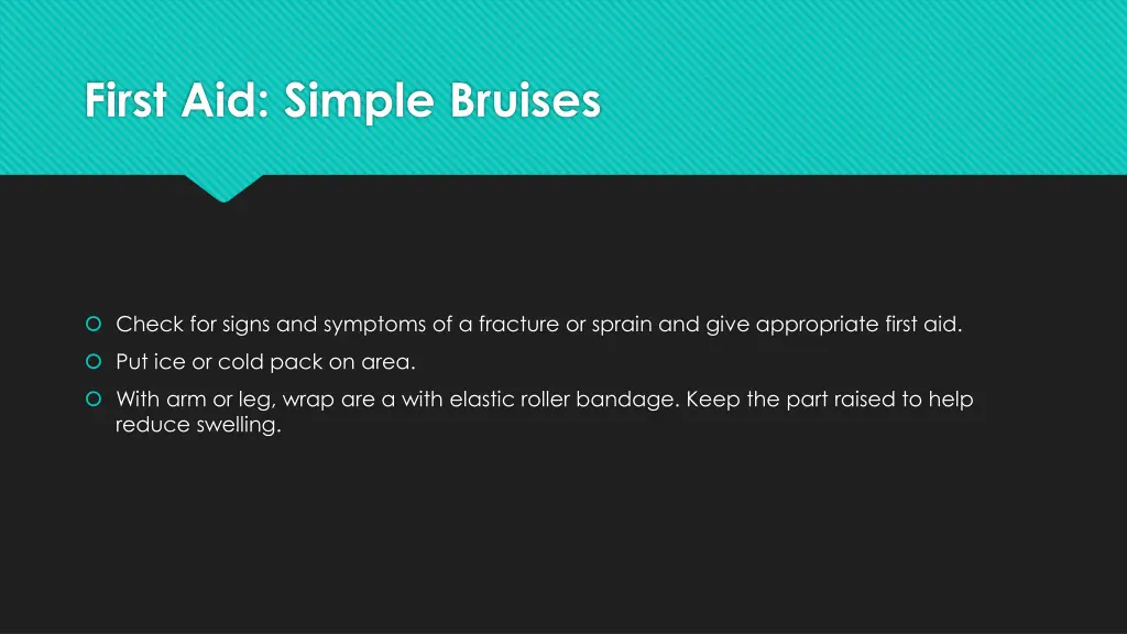 first aid simple bruises