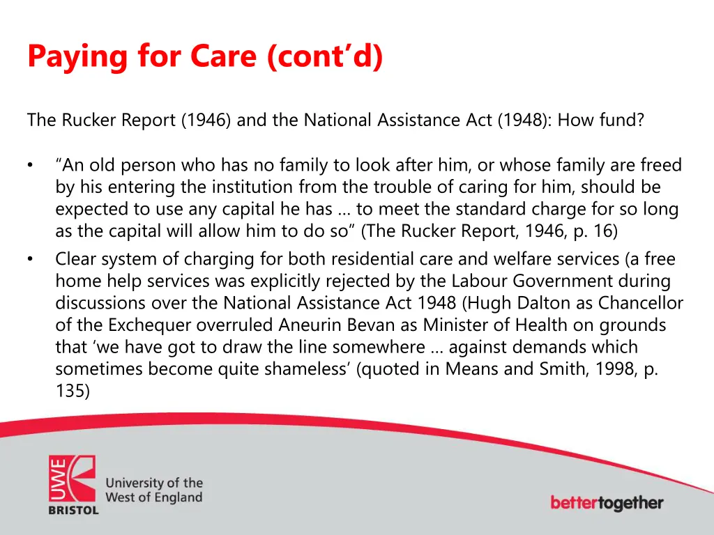 paying for care cont d