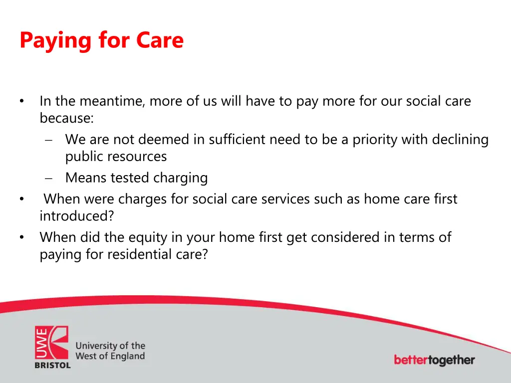 paying for care