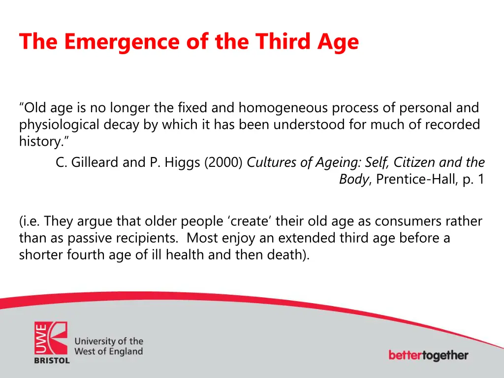 the emergence of the third age