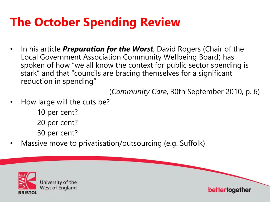 the october spending review