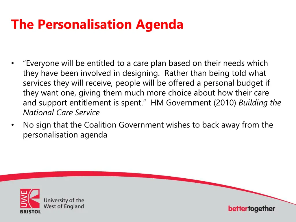 the personalisation agenda