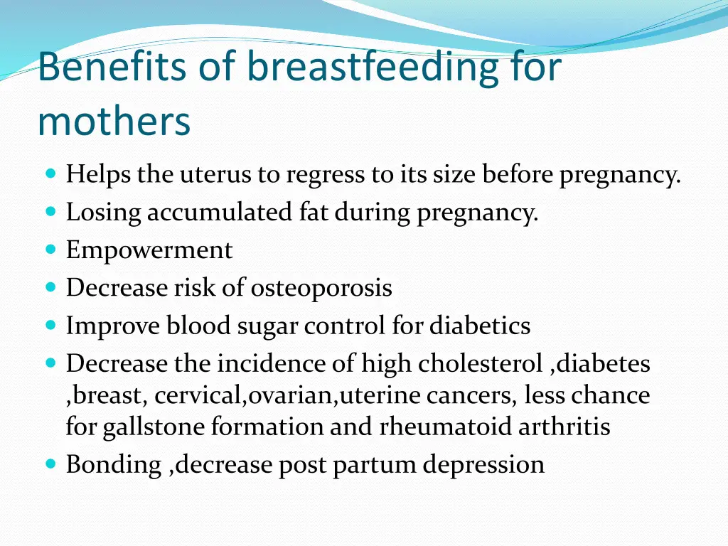 benefits of breastfeeding for mothers