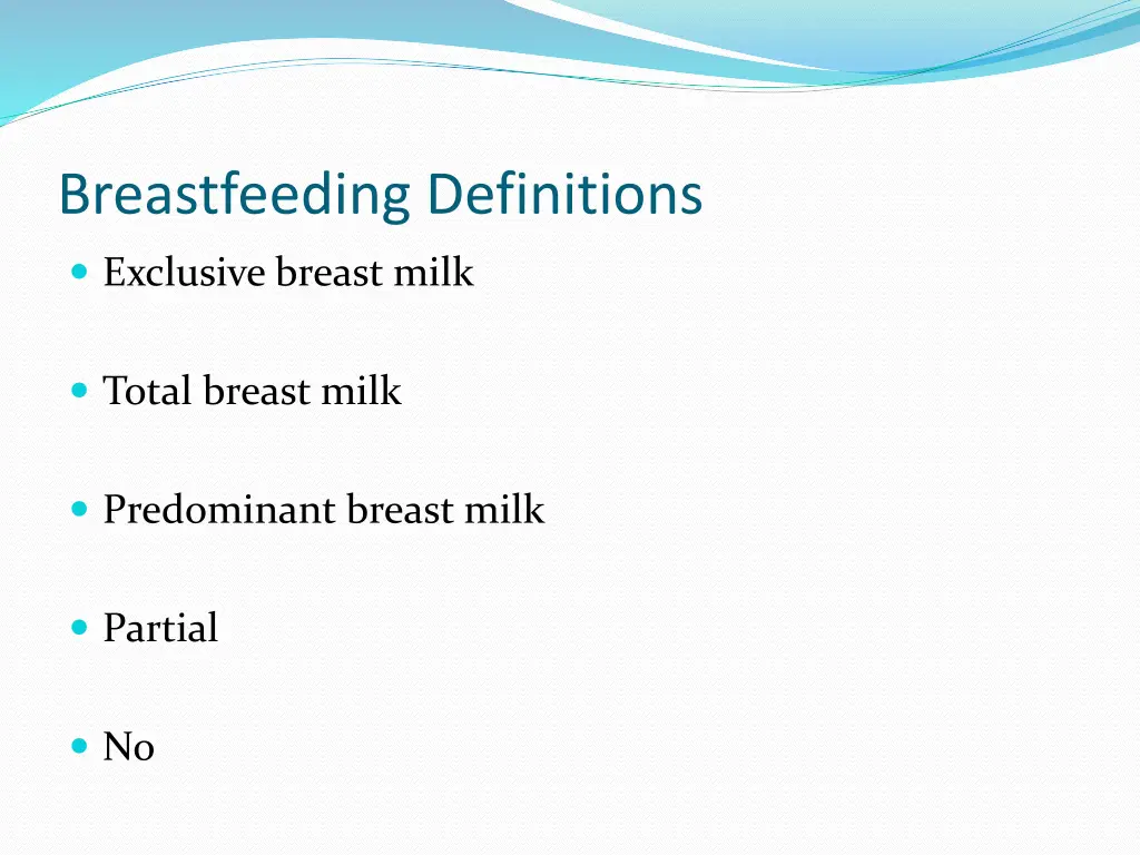 breastfeeding definitions