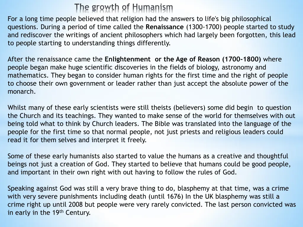 the growth of humanism