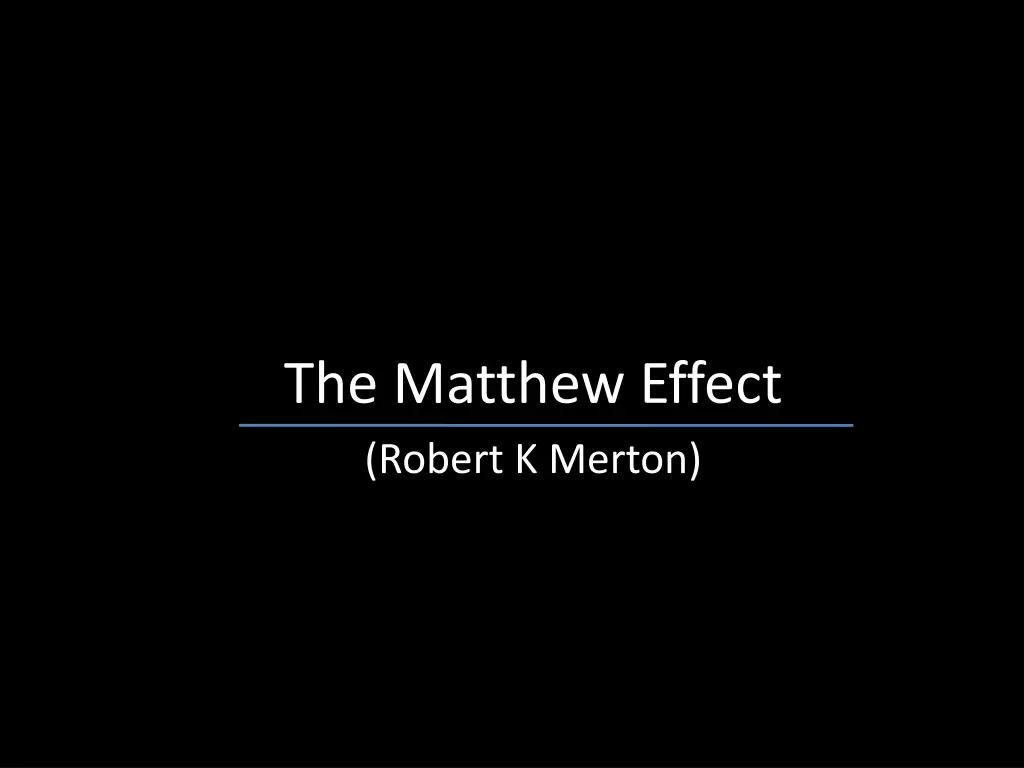 the matthew effect robert k merton