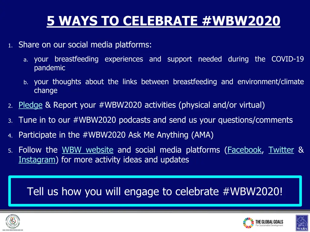 5 ways to celebrate wbw2020