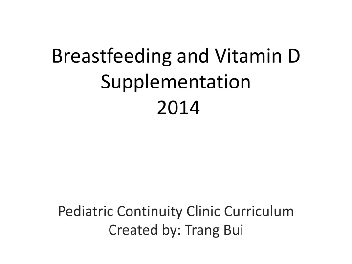 breastfeeding and vitamin d supplementation 2014