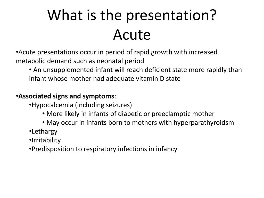 what is the presentation acute