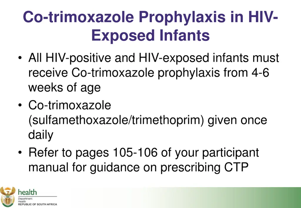 co trimoxazole prophylaxis in hiv exposed infants