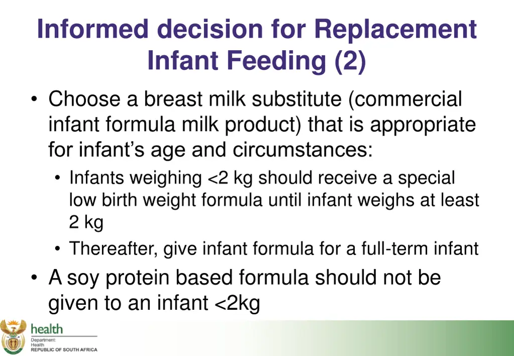 informed decision for replacement infant feeding 1