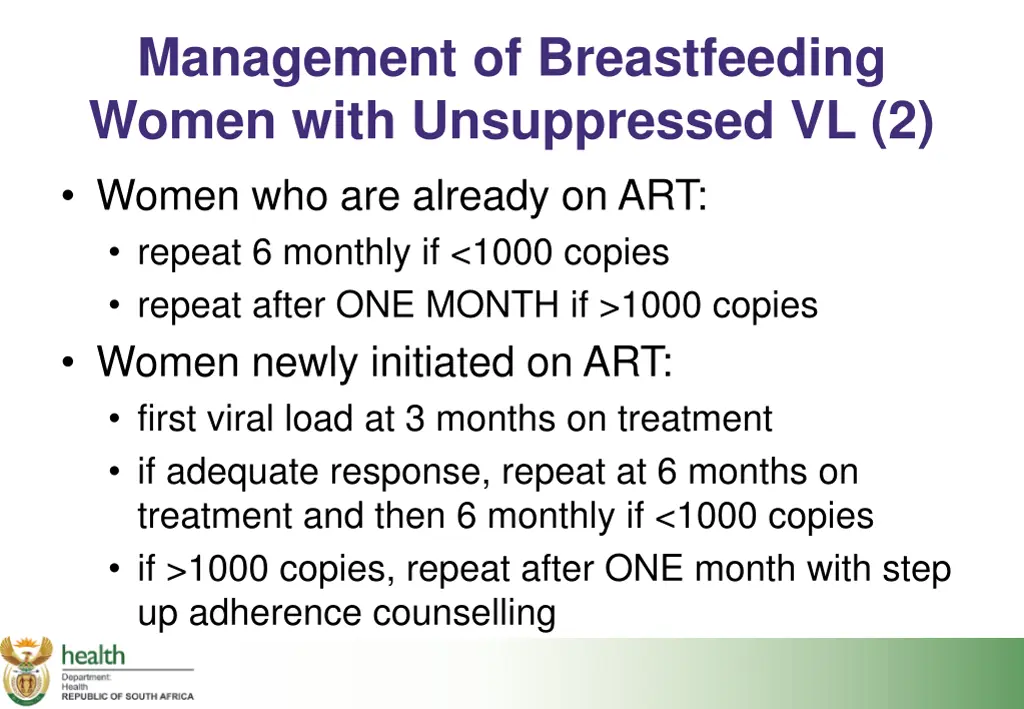 management of breastfeeding women with 1