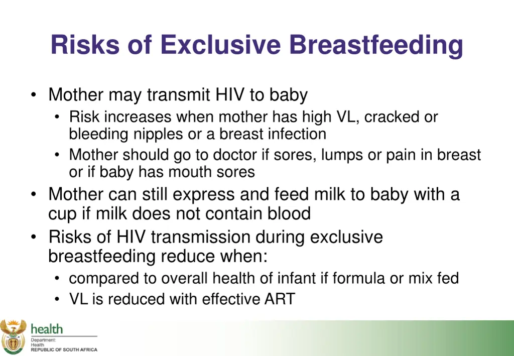 risks of exclusive breastfeeding