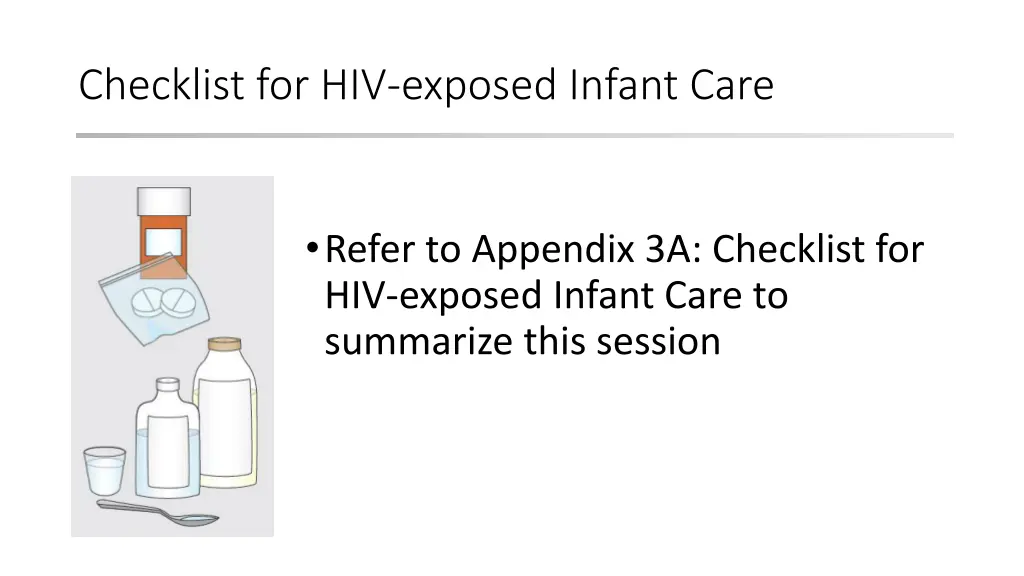 checklist for hiv exposed infant care