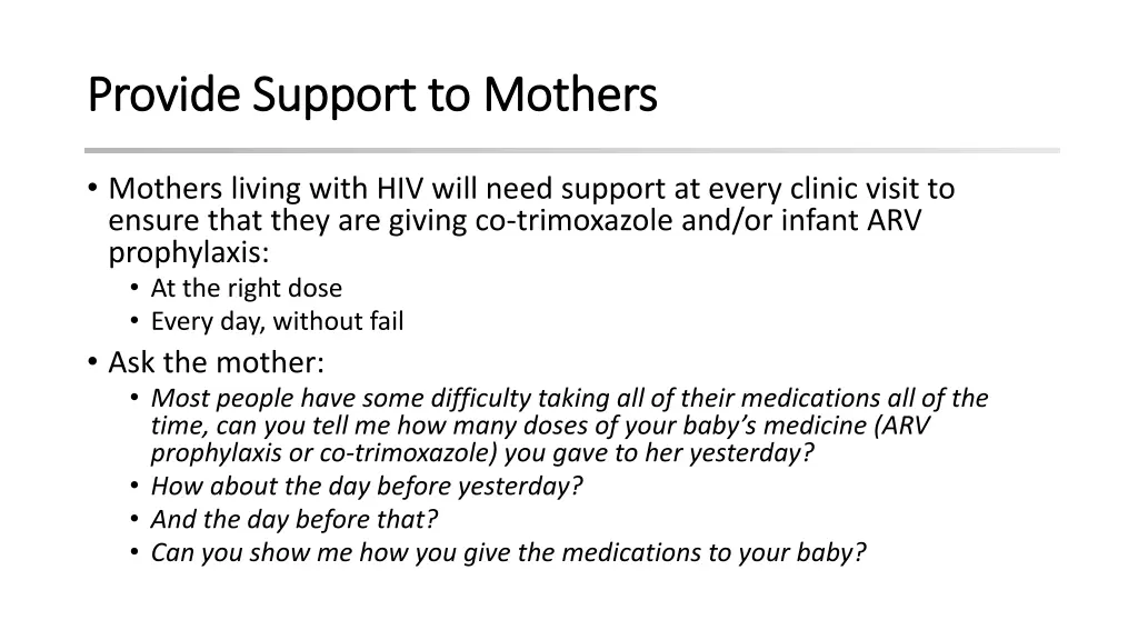 provide support to mothers provide support