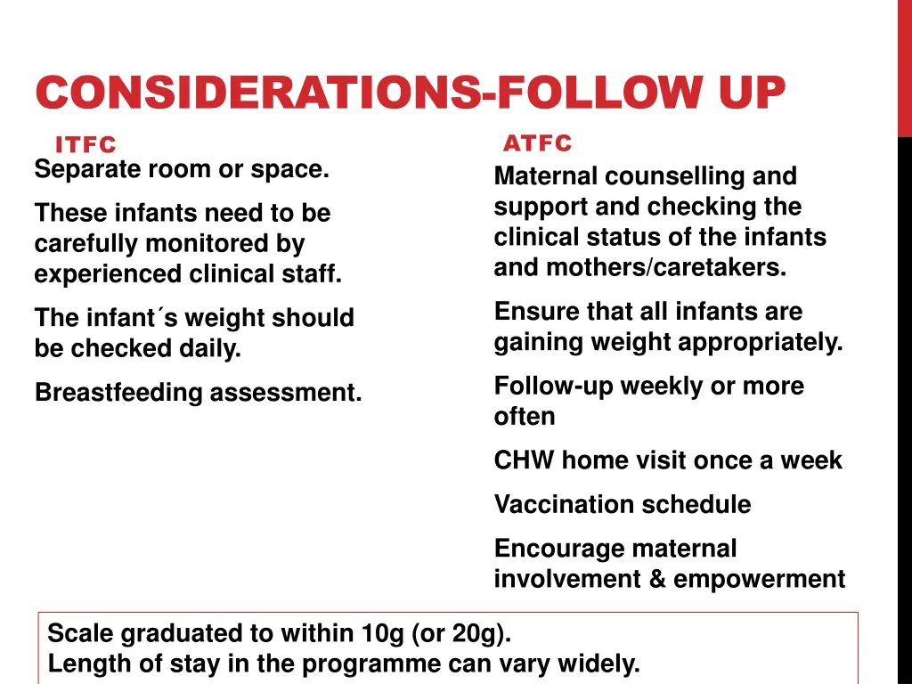 considerations follow up itfc separate room