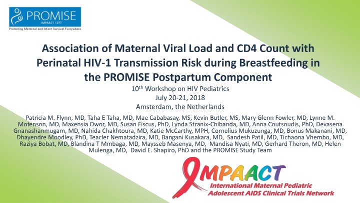 association of maternal viral load and cd4 count