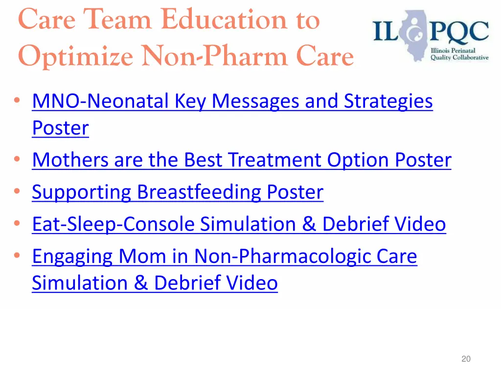 care team education to optimize non pharm care