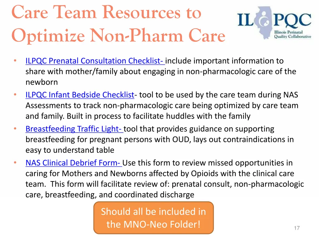 care team resources to optimize non pharm care